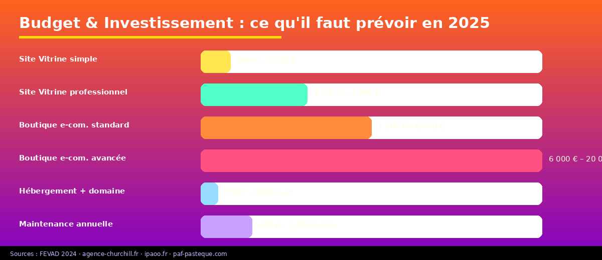 Budget création site vitrine et boutique en ligne 2025